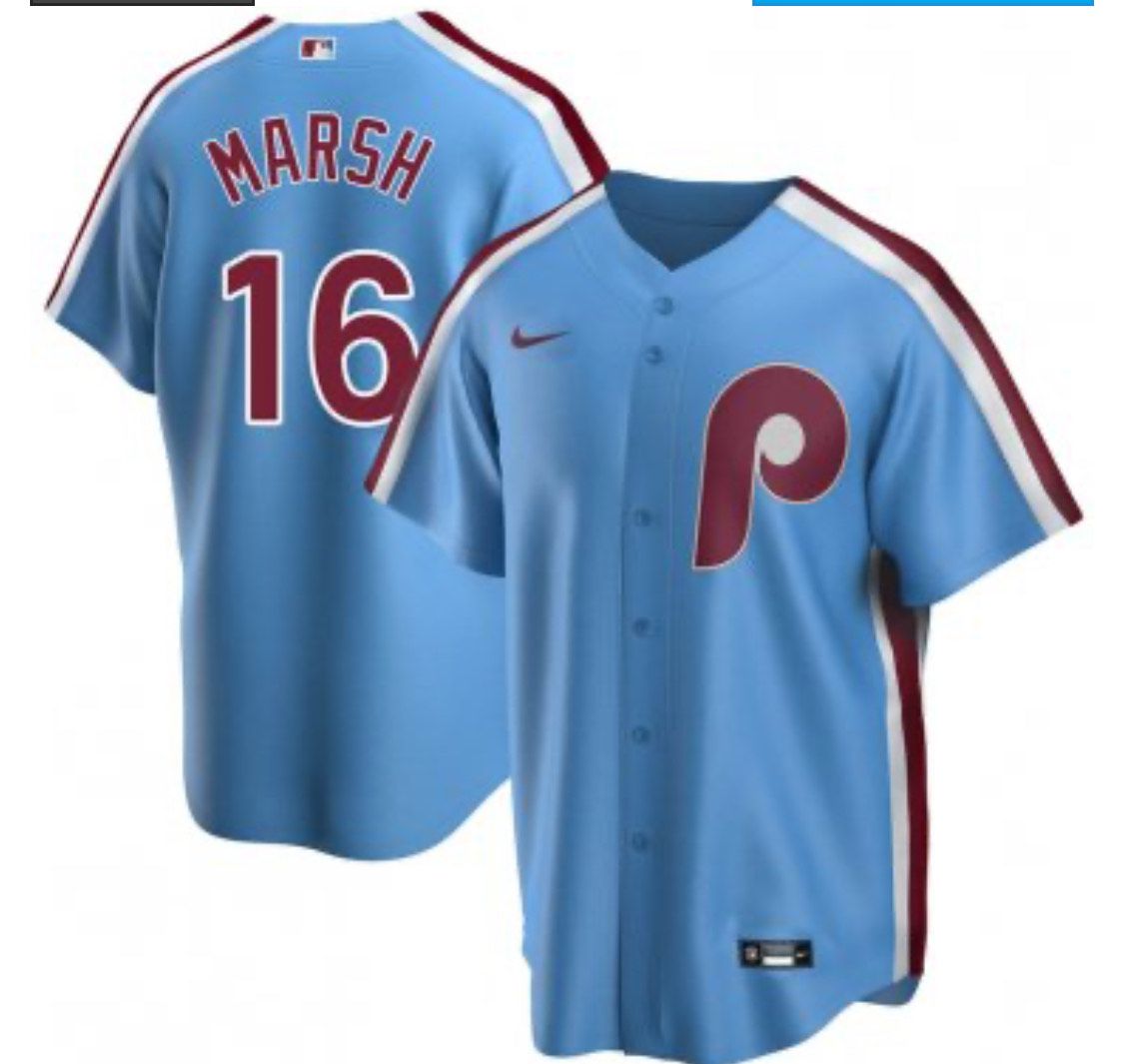 2024 MLB Men Philadelphia Phillies #16 Marsh J.T.Realmuto Nike light blue Home Limited Player Jersey (2)